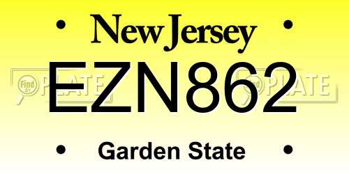 EZN862 New Jersey License Plate