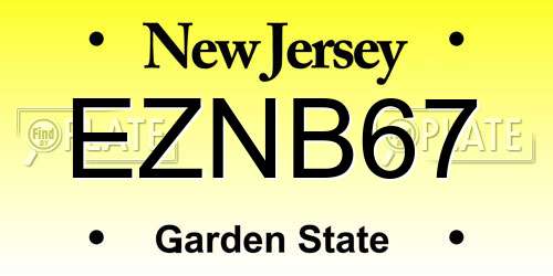 EZNB67 New Jersey License Plate