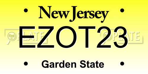 EZOT23 New Jersey License Plate