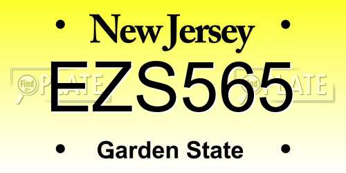 EZS565 New Jersey License Plate
