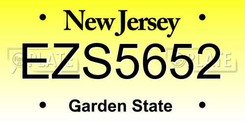 EZS5652 New Jersey License Plate