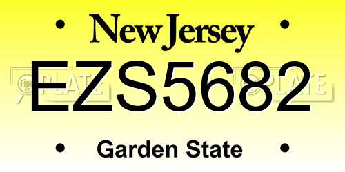 EZS5682 New Jersey License Plate