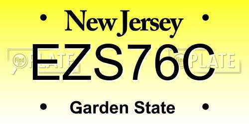 EZS76C New Jersey License Plate