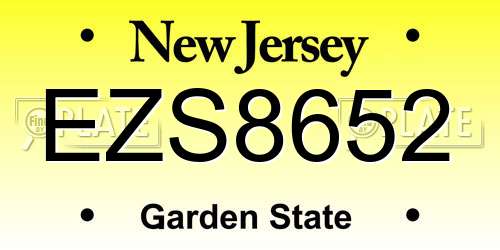 EZS8652 New Jersey License Plate