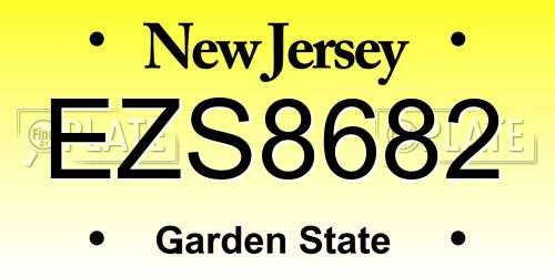EZS8682 New Jersey License Plate