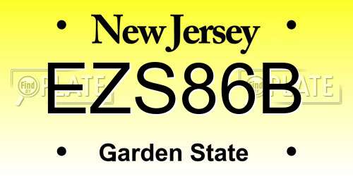EZS86B New Jersey License Plate