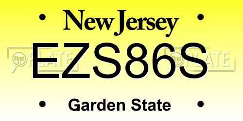 EZS86S New Jersey License Plate
