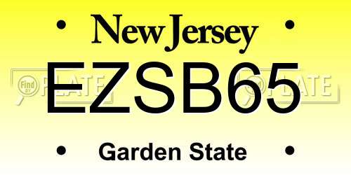 EZSB65 New Jersey License Plate