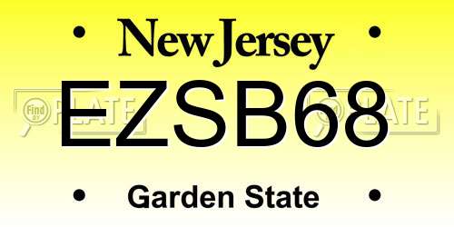 EZSB68 New Jersey License Plate
