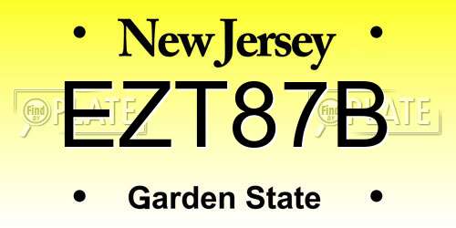EZT87B New Jersey License Plate