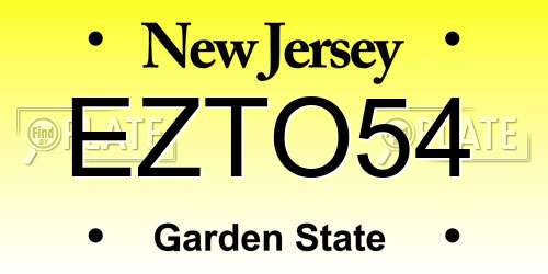 EZTO54 New Jersey License Plate