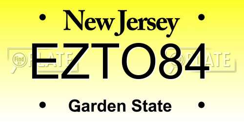 EZTO84 New Jersey License Plate