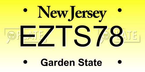 EZTS78 New Jersey License Plate