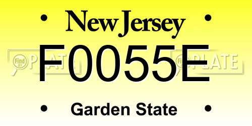 F0055E New Jersey License Plate
