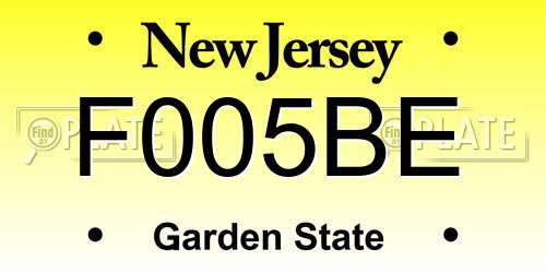 F005BE New Jersey License Plate