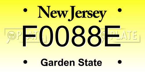 F0088E New Jersey License Plate