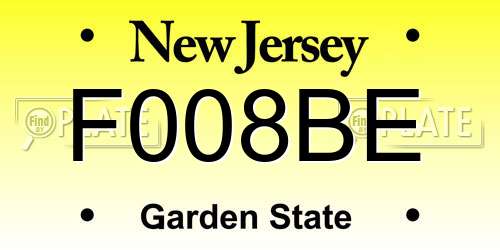 F008BE New Jersey License Plate