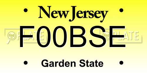 F00BSE New Jersey License Plate