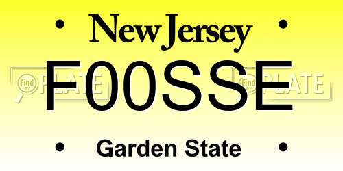 F00SSE New Jersey License Plate