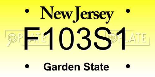 F103S1 New Jersey License Plate