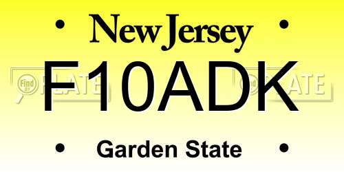 F10ADK New Jersey License Plate