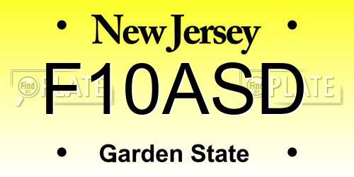 F10ASD New Jersey License Plate