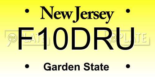F10DRU New Jersey License Plate