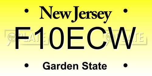 F10ECW New Jersey License Plate