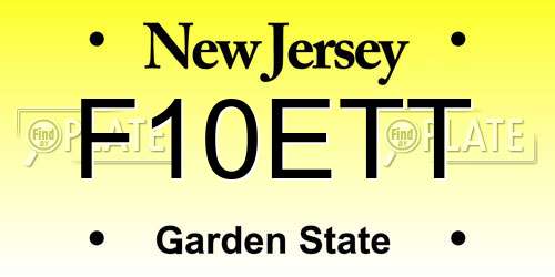 F10ETT New Jersey License Plate