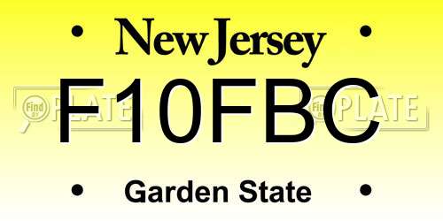 F10FBC New Jersey License Plate