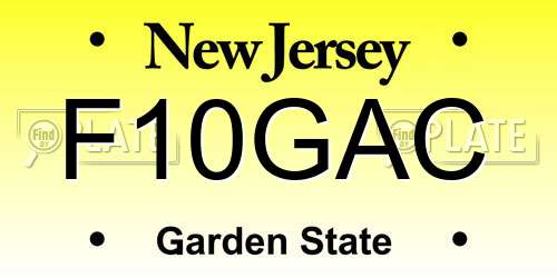 F10GAC New Jersey License Plate