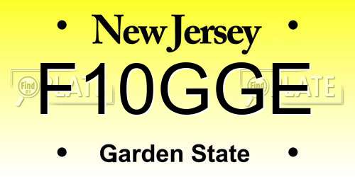 F10GGE New Jersey License Plate