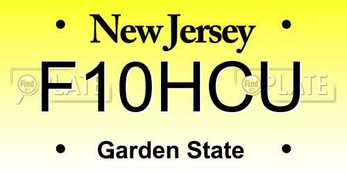 F10HCU New Jersey License Plate