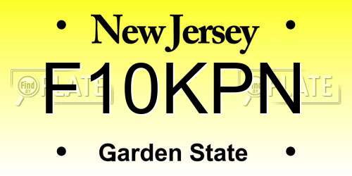 F10KPN New Jersey License Plate