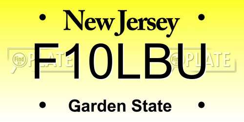 F10LBU New Jersey License Plate