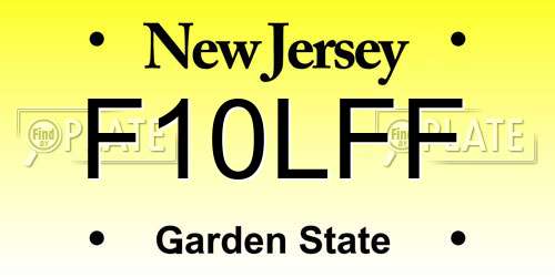 F10LFF New Jersey License Plate