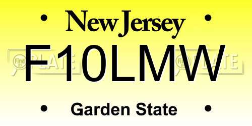 F10LMW New Jersey License Plate