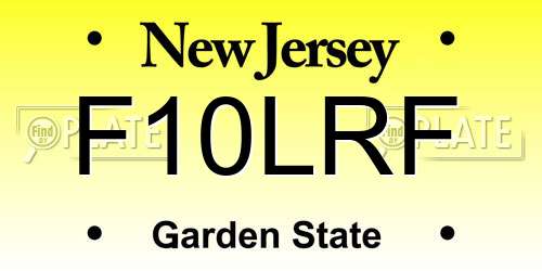 F10LRF New Jersey License Plate