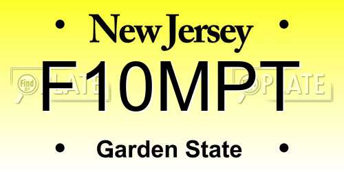 F10MPT New Jersey License Plate