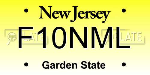 F10NML New Jersey License Plate