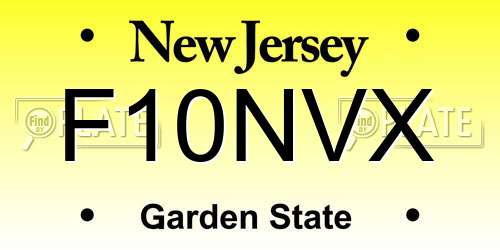 F10NVX New Jersey License Plate