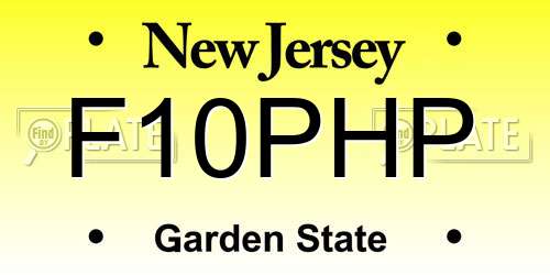 F10PHP New Jersey License Plate
