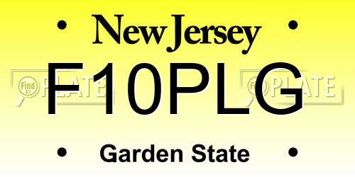 F10PLG New Jersey License Plate