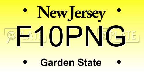 F10PNG New Jersey License Plate