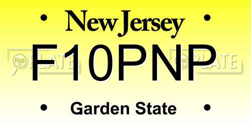 F10PNP New Jersey License Plate