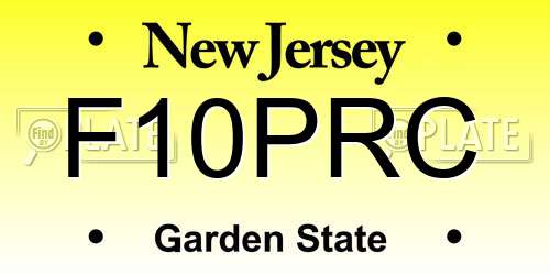 F10PRC New Jersey License Plate