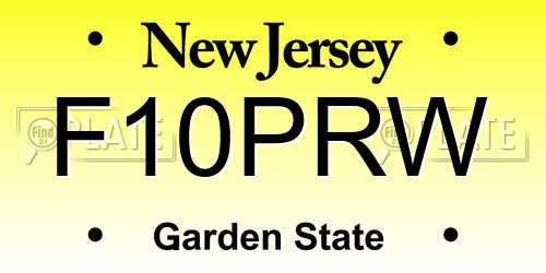 F10PRW New Jersey License Plate