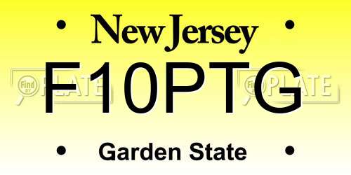 F10PTG New Jersey License Plate