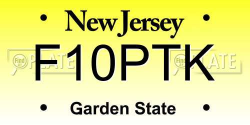 F10PTK New Jersey License Plate