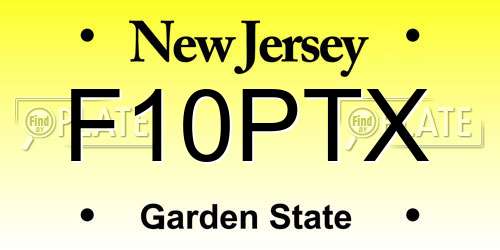 F10PTX New Jersey License Plate